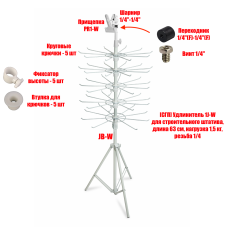Вращающаяся пятиярусная стойка JB-W-5HAIR-PRW с крючками и креплением для схемы по плетению кос