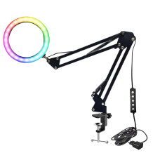 Лампа кольцевая RGB-NB26A, диаметр 26 см, на пантографе с адаптером питания 